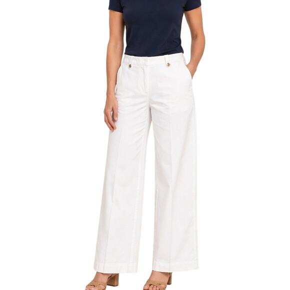 Talbots Pants - Talbots Wide Leg Pant White NWT Sz 14 Cotton Modal Trouser Chino Summer Resort